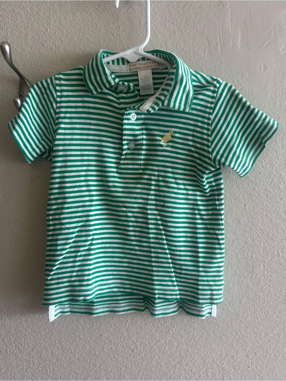 The Beaufort Bonnet Company Green & White Striped Polo Shirt